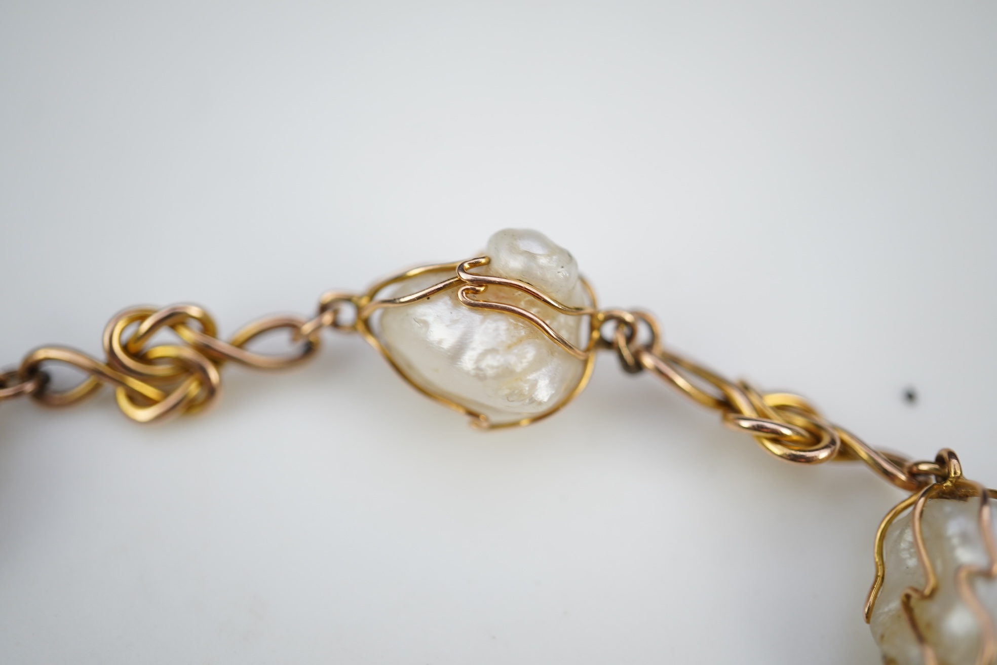 An unusual gold and pearl bracelet, early 20th century